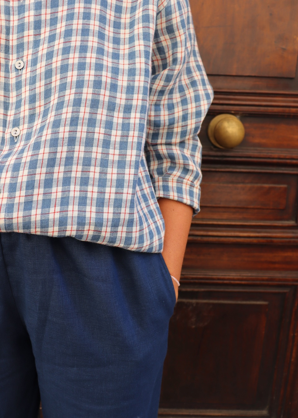 Pantalon large en lin bleu nuit - LE VESTIAIRE DE JEANNE