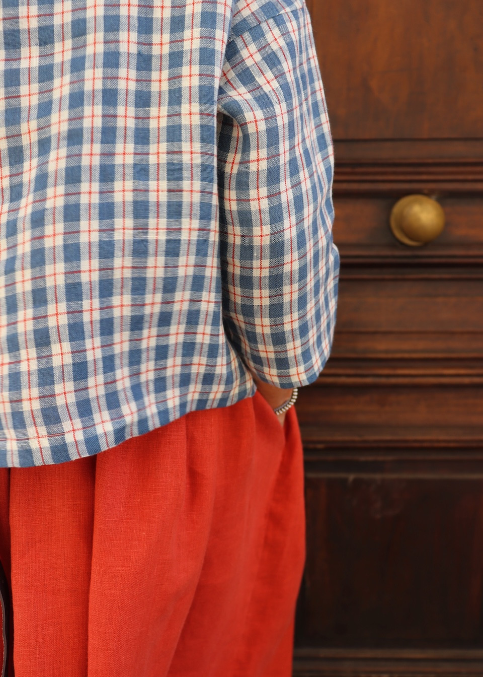 Jumper 03 in tartan linen - LE VESTIAIRE DE JEANNE