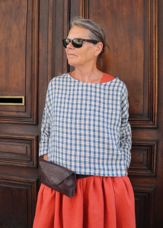 Jumper 03 in tartan linen - LE VESTIAIRE DE JEANNE