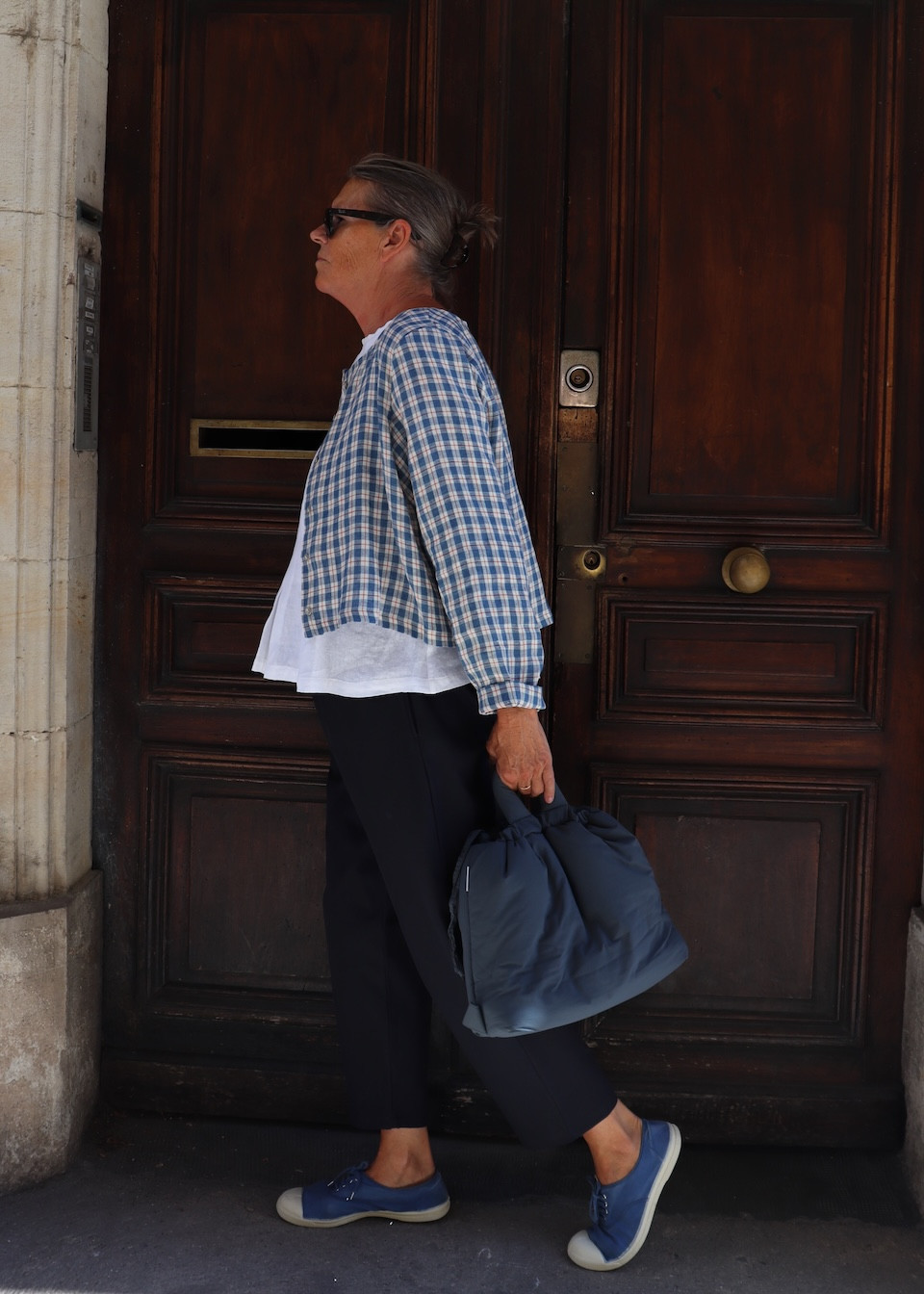 Gilet 02 en lin écossais - LE VESTIAIRE DE JEANNE
