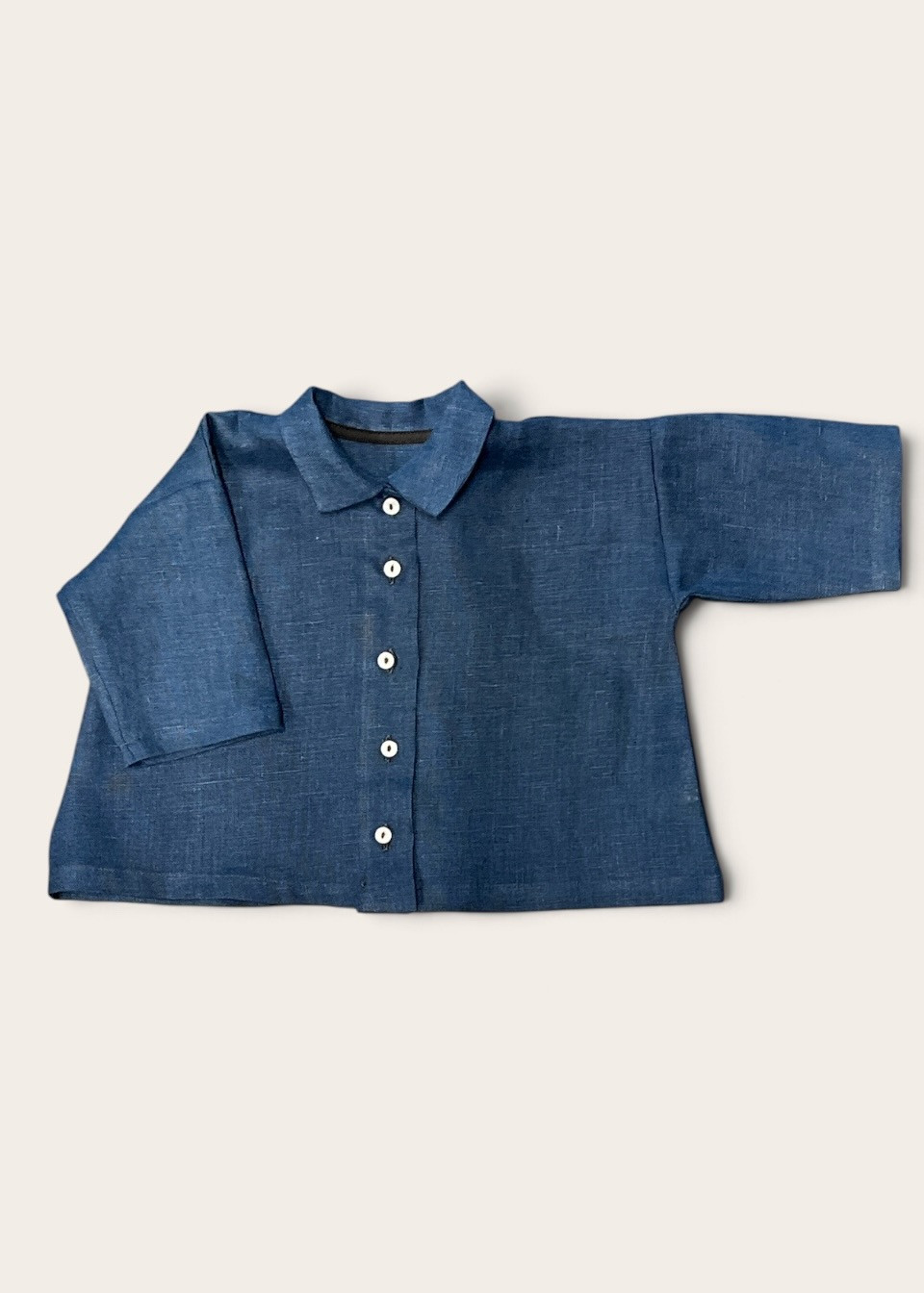 Chemise mixte pour bébé en lin bleu nuit - LE VESTIAIRE DE JEANNE