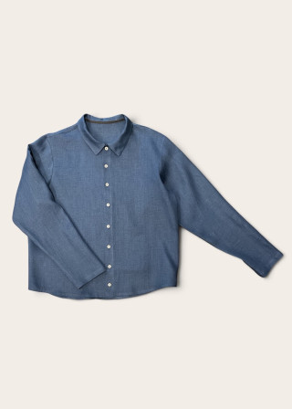 Chemise 09 en lin bleu nuit  - LE VESTIAIRE DE JEANNE