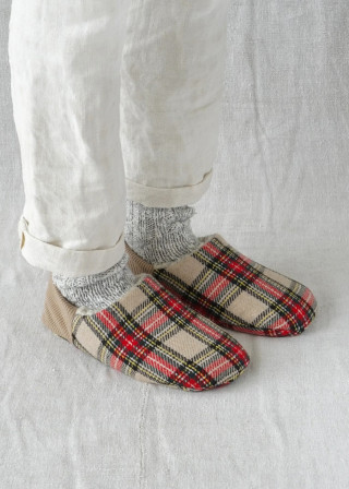 Beige tartan Japanese slippers - MERIPPA