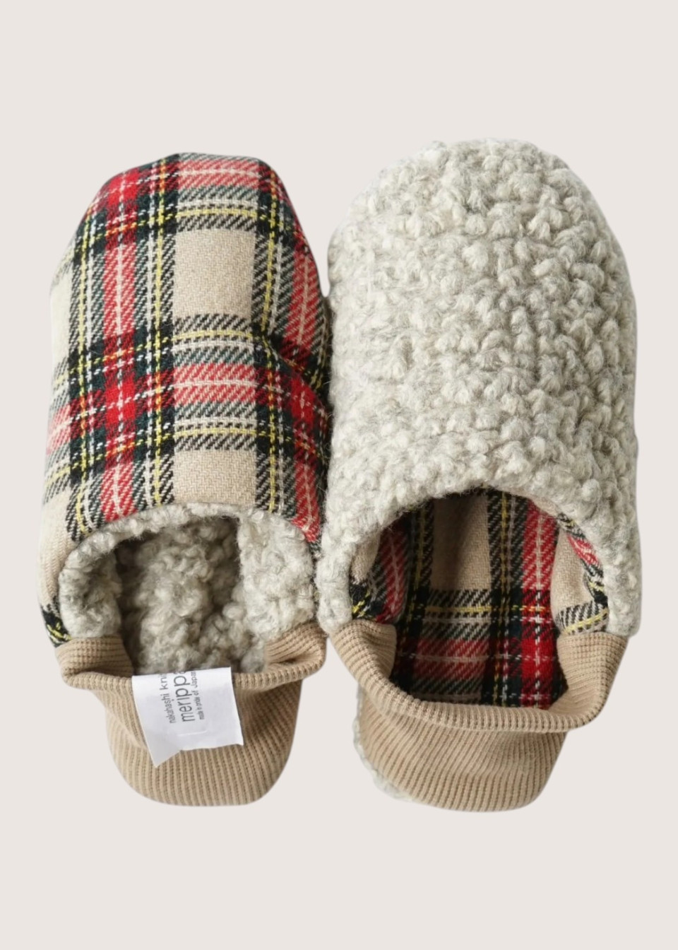 Beige tartan Japanese slippers - MERIPPA